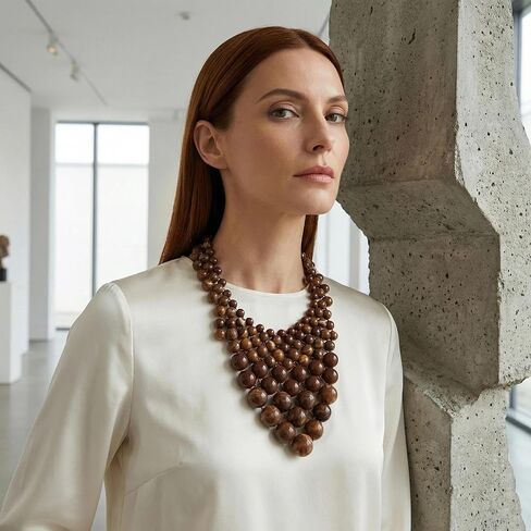 Coiris Boho Layered Necklace for Women Statement Chunky Beaded Strand Necklaces Bohemian Colorful Beads Woven Jewelry Gift for Summer Party in Kuwait