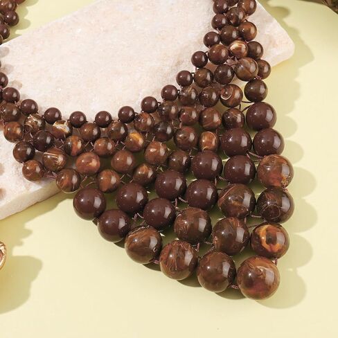 Coiris Boho Layered Necklace for Women Statement Chunky Beaded Strand Necklaces Bohemian Colorful Beads Woven Jewelry Gift for Summer Party in Kuwait