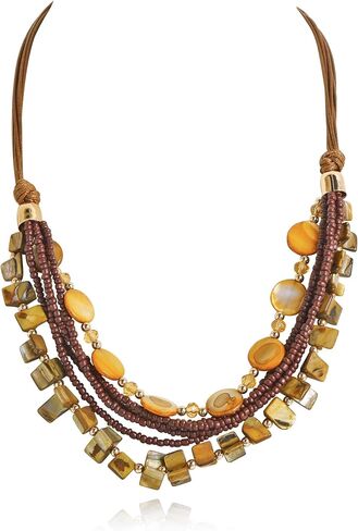 Coiris Layered Shell Beaded Necklaces for Women Handmade Boho Colored Bead Choker Necklace Holiday Style Costume Jewelry for Women in Kuwait