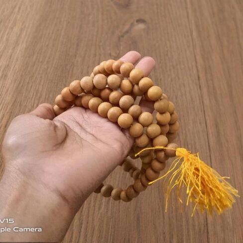 Sandalwood Mala Necklace 108+1 Beads 10mm – Natural Chandan Japa Mala for Meditation, Yoga & Prayer | Wooden Bead Rosary Necklace for Men & Women | Spiritual Healing & Calming Fragrance in Saudi Arabia