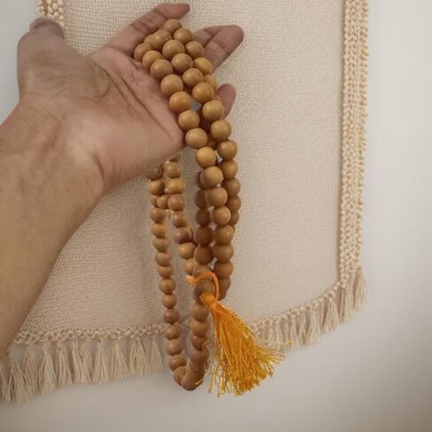 Sandalwood Mala Necklace 108+1 Beads 10mm – Natural Chandan Japa Mala for Meditation, Yoga & Prayer | Wooden Bead Rosary Necklace for Men & Women | Spiritual Healing & Calming Fragrance in Saudi Arabia