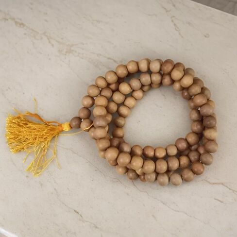 Sandalwood Mala Necklace 108+1 Beads 10mm – Natural Chandan Japa Mala for Meditation, Yoga & Prayer | Wooden Bead Rosary Necklace for Men & Women | Spiritual Healing & Calming Fragrance in Saudi Arabia