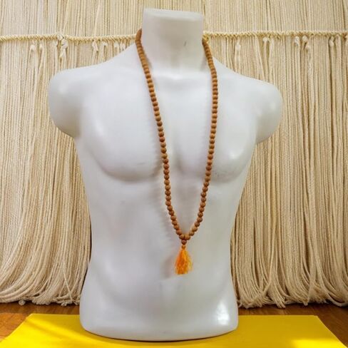 Sandalwood Mala Necklace 108+1 Beads 10mm – Natural Chandan Japa Mala for Meditation, Yoga & Prayer | Wooden Bead Rosary Necklace for Men & Women | Spiritual Healing & Calming Fragrance in Saudi Arabia