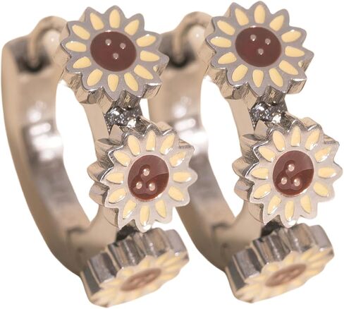 أقراط أوه كليمنتين 3D Sunflower Huggie Hoop بمشبك قابل للتعديل للنساء - ستانلس ستيل 316L مع طلاء ذهبي 18 قيراط PVD in Kuwait