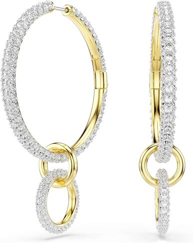 Swarovski Dextera hoop earrings, Round cut, White, Gold-tone plated in Saudi Arabia