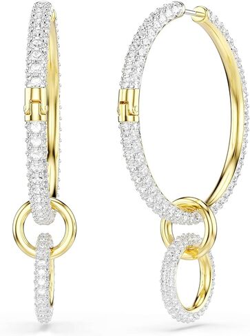 Swarovski Dextera hoop earrings, Round cut, White, Gold-tone plated in Saudi Arabia