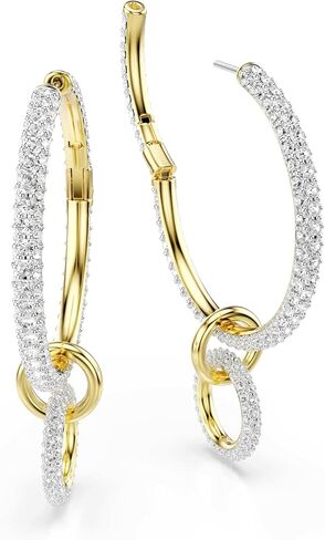 Swarovski Dextera hoop earrings, Round cut, White, Gold-tone plated in Saudi Arabia