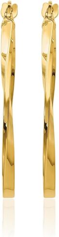 IceCarats 14K Yellow Gold Large Twisted Oval Hoop Earrings 30mm 1.2 inch Lightweight, Snap Back For Her in Kuwait