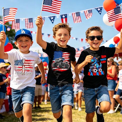Boys 4th of July Shirt Kids 250th Anniversary Patriotic T Toddler Freedom American Flag Tee Tops 2026 (3T-10T) in Kuwait