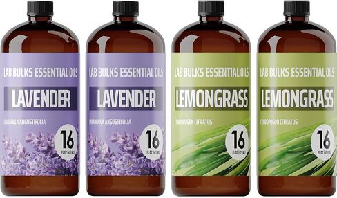 LAB BULKS ESSENTIAL OIL - Bundle of Lemongrass and Lavender Essential Oils, 16 oz Bottles, for Diffusers, Home Care, Candles, Aromatherapy in Saudi Arabia