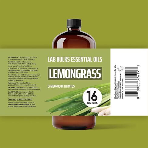 LAB BULKS ESSENTIAL OIL - Bundle of Lemongrass and Lavender Essential Oils, 16 oz Bottles, for Diffusers, Home Care, Candles, Aromatherapy in Saudi Arabia