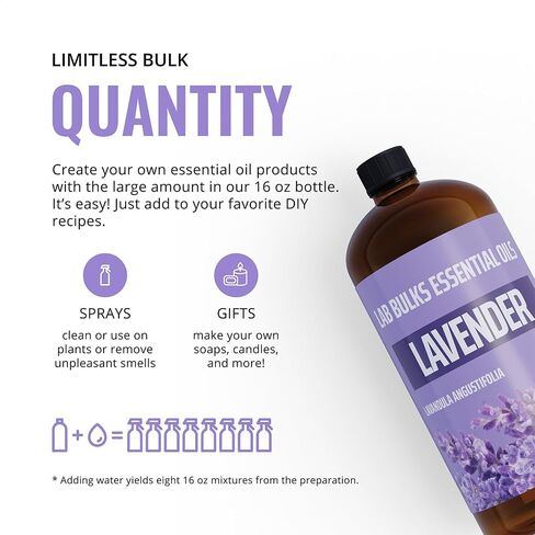 LAB BULKS ESSENTIAL OIL - Bundle of Lemongrass and Lavender Essential Oils, 16 oz Bottles, for Diffusers, Home Care, Candles, Aromatherapy in Saudi Arabia