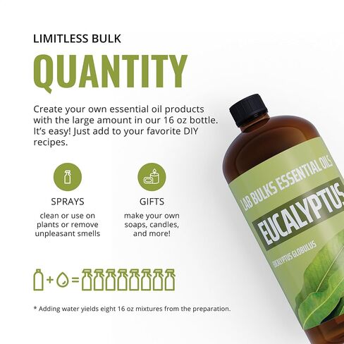 LAB BULKS ESSENTIAL OIL - Bundle of Lavender and Eucalyptus Essential Oils, 16 oz Bottles, for Diffusers, Home Care, Candles, Aromatherapy in Saudi Arabia