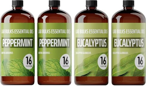LAB BULKS ESSENTIAL OIL - Bundle of Peppermint and Eucalyptus Essential Oils, 16 oz Bottles, for Diffusers, Home Care, Candles, Aromatherapy in Saudi Arabia