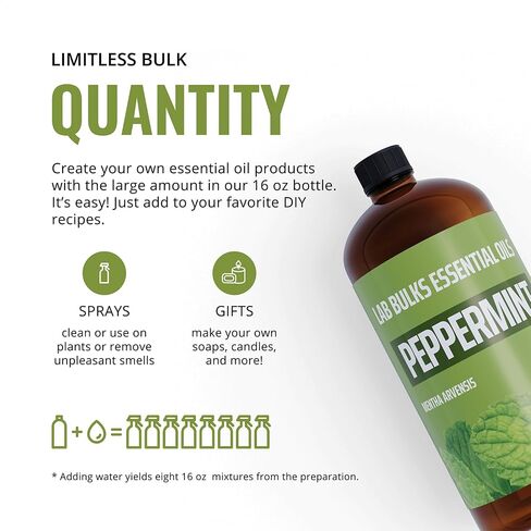 LAB BULKS ESSENTIAL OIL - Bundle of Peppermint and Eucalyptus Essential Oils, 16 oz Bottles, for Diffusers, Home Care, Candles, Aromatherapy in Saudi Arabia