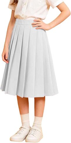 DASAYO Uniform Skirts for Girls Cute Summer Casual Elastic Waist Pleated Skirt with Shorts Kids Girl Back to School Clothes in Kuwait