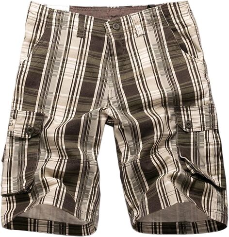 Cotton Twill Fitted Plaid Cargo Shorts Multi-Pockets Casual Summer Shorts for Young Male and Men Clothing in Saudi Arabia