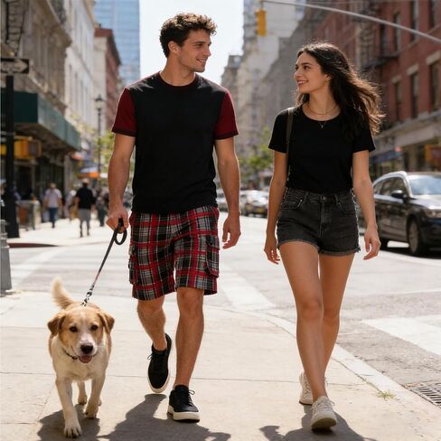 Cotton Twill Fitted Plaid Cargo Shorts Multi-Pockets Casual Summer Shorts for Young Male and Men Clothing in Saudi Arabia