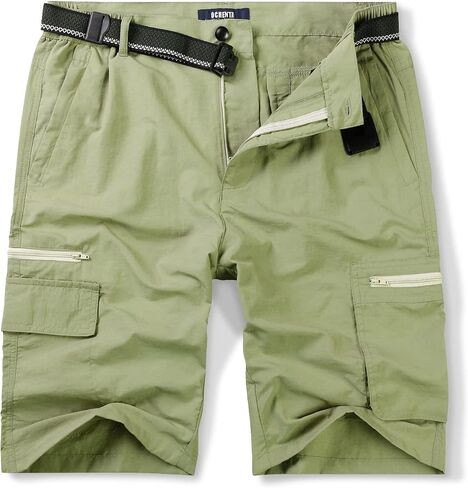 Mens Cargo Shorts Elastic Waist Quick Dry Multi-Pockets, Lightweight, Outdoor Hiking and Casual Wear (in Belts) in Saudi Arabia