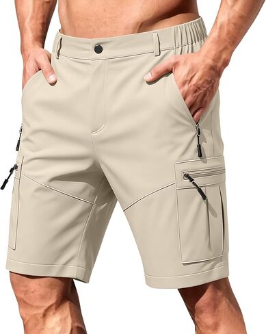Mens Golf Shorts 7 Inch Inseam Relaxed Fit Stretch Business Casual Short Button Elastic Waist Bermuda Workout Short in Saudi Arabia