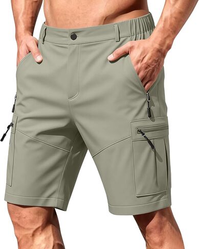 Mens Golf Shorts 7 Inch Inseam Relaxed Fit Stretch Business Casual Short Button Elastic Waist Bermuda Workout Short in Saudi Arabia