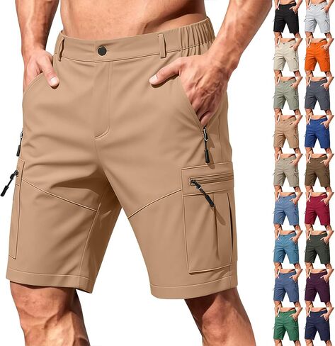 Mens Golf Shorts 7 Inch Inseam Relaxed Fit Stretch Business Casual Short Button Elastic Waist Bermuda Workout Short in Saudi Arabia