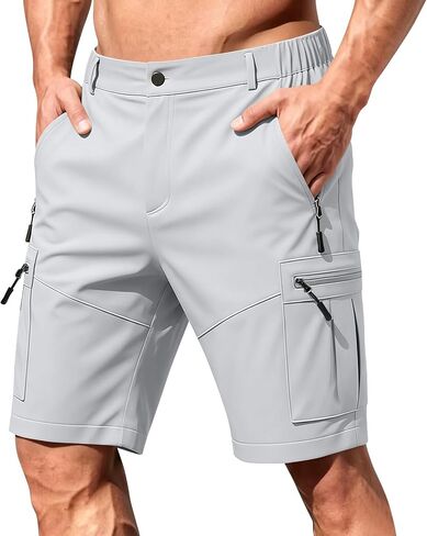 Mens Golf Shorts 7 Inch Inseam Relaxed Fit Stretch Business Casual Short Button Elastic Waist Bermuda Workout Short in Saudi Arabia