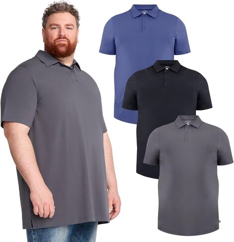STRONGSIZE Big and Tall Polo Shirts for Men – Casual Short Sleeve Polo Stretch Jersey with Tonal Buttons – Sizes XLT-8XLT in Saudi Arabia