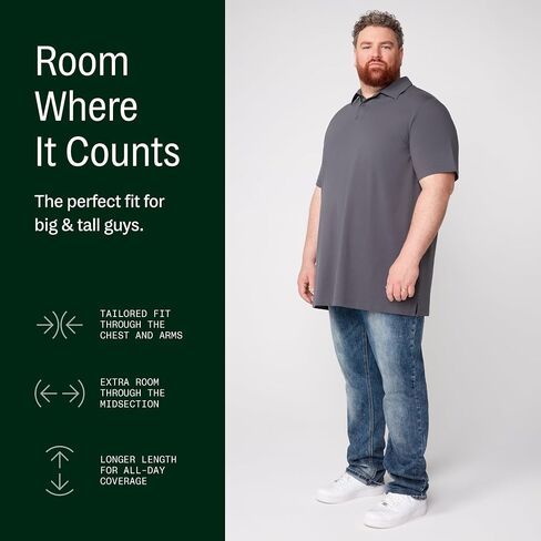 STRONGSIZE Big and Tall Polo Shirts for Men – Casual Short Sleeve Polo Stretch Jersey with Tonal Buttons – Sizes XLT-8XLT in Saudi Arabia