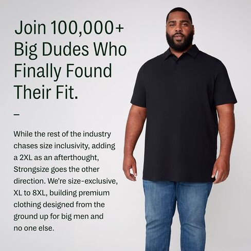STRONGSIZE Big and Tall Polo Shirts for Men – Casual Short Sleeve Polo Stretch Jersey with Tonal Buttons – Sizes XLT-8XLT in Saudi Arabia