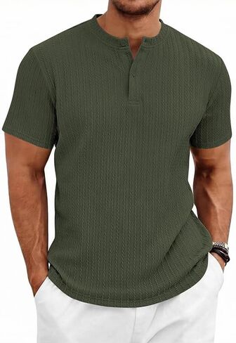 Mens Quarter Zip Polo Shirts Casual Summer Knit Textured Short Sleeve Shirt Beach Vacation Stretchy Golf Shirts in Saudi Arabia
