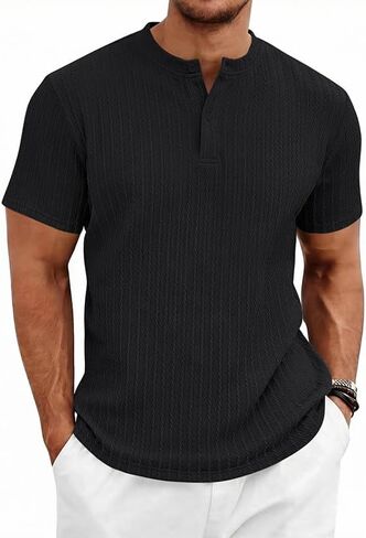 Mens Quarter Zip Polo Shirts Casual Summer Knit Textured Short Sleeve Shirt Beach Vacation Stretchy Golf Shirts in Saudi Arabia