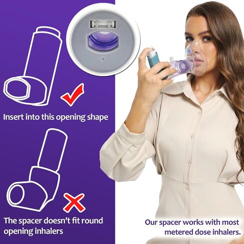 Inhaler Spacer for Adults, Nessi OTC Spacer, Spacer for Inhaler with Silicone Mask, Anti-Static Chamber & Exhalation Valve, Easy to Use & Clean(Adult-Large) in Kuwait