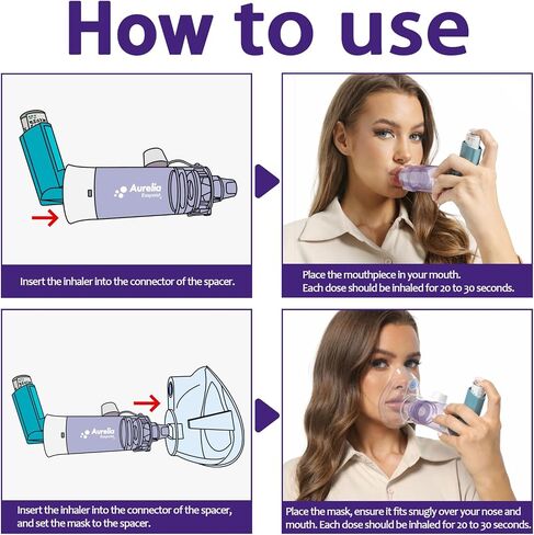 Inhaler Spacer for Adults, Nessi OTC Spacer, Spacer for Inhaler with Silicone Mask, Anti-Static Chamber & Exhalation Valve, Easy to Use & Clean(Adult-Large) in Kuwait