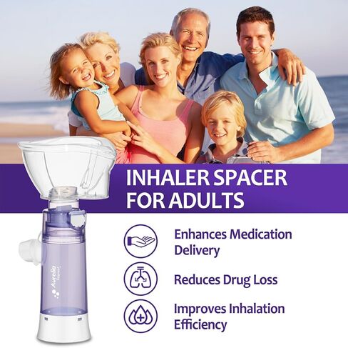 Inhaler Spacer for Adults, Nessi OTC Spacer, Spacer for Inhaler with Silicone Mask, Anti-Static Chamber & Exhalation Valve, Easy to Use & Clean(Adult-Large) in Kuwait