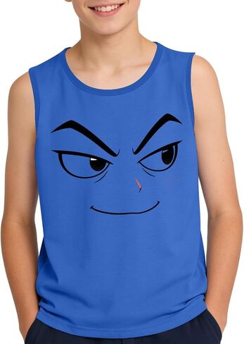 Boys Sad Anime Face Tank Top Youth Sleeveless T-Shirt, Funny Crying Expression Graphic Tee for Kids Casual Wear in Saudi Arabia