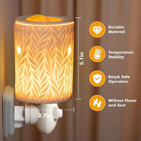 Bobolyn Plug in Wax Warmer Burner Electric Outlet Wall Plug-in Electric Wax Melt Warmer for Scented Melts Essential Oil Home Decor Gifts for Women Willow Leaves in Saudi Arabia