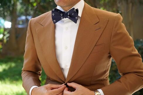OTAA The Navy Blue Anchor Self Tie ربطة عنق مصنوعة يدويًا للرجال - ربطة عنق رجالية - مناسبات رسمية in Kuwait