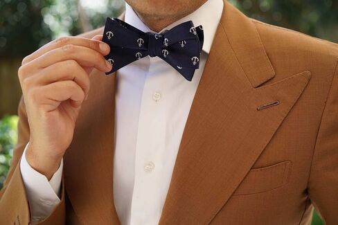 OTAA The Navy Blue Anchor Self Tie ربطة عنق مصنوعة يدويًا للرجال - ربطة عنق رجالية - مناسبات رسمية in Kuwait