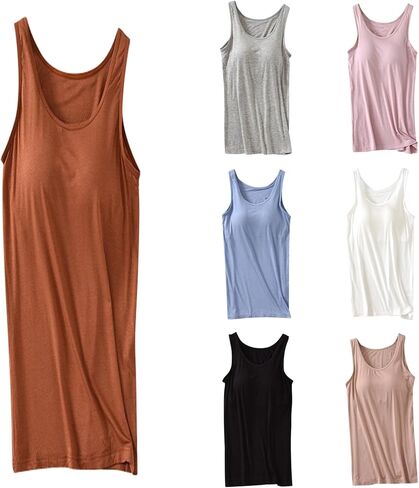 Tops with Built in Bra for Women Summer Padded Casual 2026 Wide Strap Sleeveless Shirts Loose Cute Camisole Top in Kuwait
