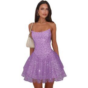 Yexinbridal Strapless Sequin Homecoming Dresses for Teens 2026 Square Neck A-line Short Prom Dresses in Saudi Arabia