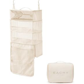 EACHY Portable Hanging Travel Shelves Bag Packing Cube Organizer Suitcase Storage Large Capacity (Beige L) (Pink, Medium) in Saudi Arabia