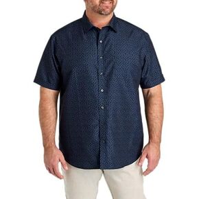 DXL Microfiber Abstract Print Sport Shirt, Black in Saudi Arabia