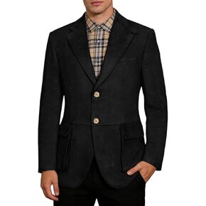 Mens Suede Blazer Retro Sport Coat Two Buttons Western Casual Leather Jacket for Men Outdoor Business in Kuwait