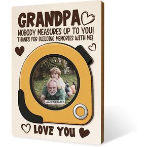 Dad Frame, Father Birthday Gift, Personalized Dad Photo Frame, Wooden Picture Frames, Daddy Measuring Tape Theme, Father Photo Fridge Magnet for Kitchen Fridge, Locker in Saudi Arabia