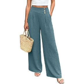 Wide Leg Palazzo Pants for Women Dressy High Waisted Summer Flowy Lounge Pant 2026 Beach Vacation Clothes in Saudi Arabia