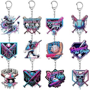 ce Cream Drip Baseball Acrylic Key Chain 12 Pcs Cooling Ice Cream Keychain in Saudi Arabia