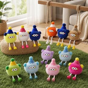 12Pcs Cute Plush Keychain Party Favors Fuzzy Monster Key Chains Birthday Gift for Kids 8-12 Monster Goodie Bags Stuffers Gifts Treasure Box Toys for Classroom Prizes in Saudi Arabia