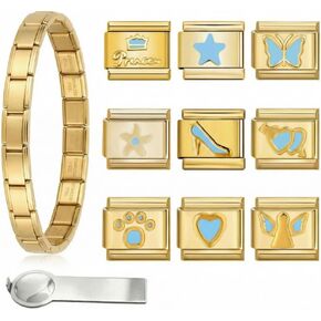 Italian Charm Bracelet Charms Pack Links Bulk with Opening Tool, 9 Pcs Module Charms and Opening Tool DIY Removable Charms Stainless Steel Links Jewelry Gifts in Kuwait
