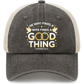 He Who Finds A Wife Finds A Good Things Hats for Men Fashion Washed Distressed in Kuwait
